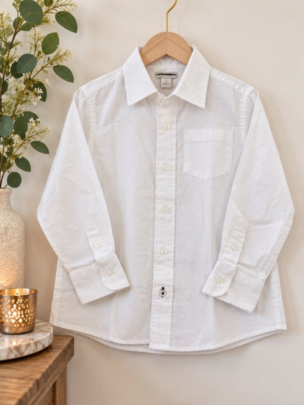 J.Crew Crewcuts Boys White Linen Button Up Shirt Size 4 NWT